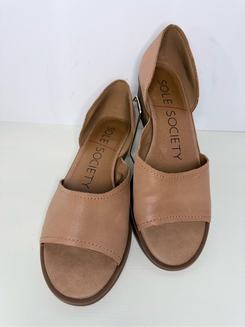 Sole Society Taupe Nude Blush Open-Toe D'Orsay Low Heel Sandals 8